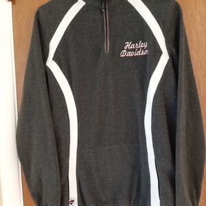 Vintage Harley Davidson Gray and White Pullover With Zipper